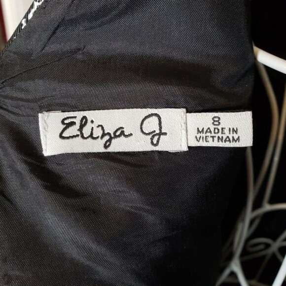 Eliza J Black with White Polka Dot Fit & Flare Dress Size 8 - Picture 7 of 9